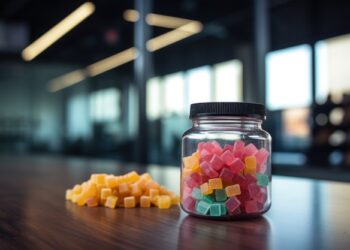 Protein gummy snacks in jar